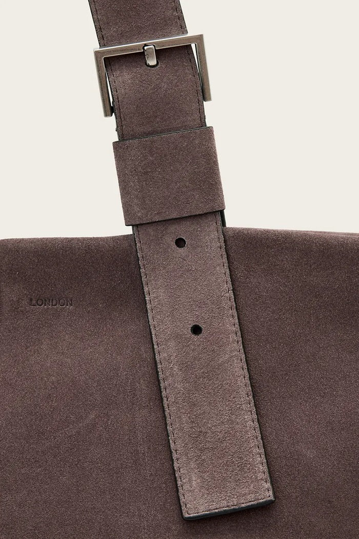 Torebka shopper damska zamszowa EFFIE AllSaints W423XE brązowy