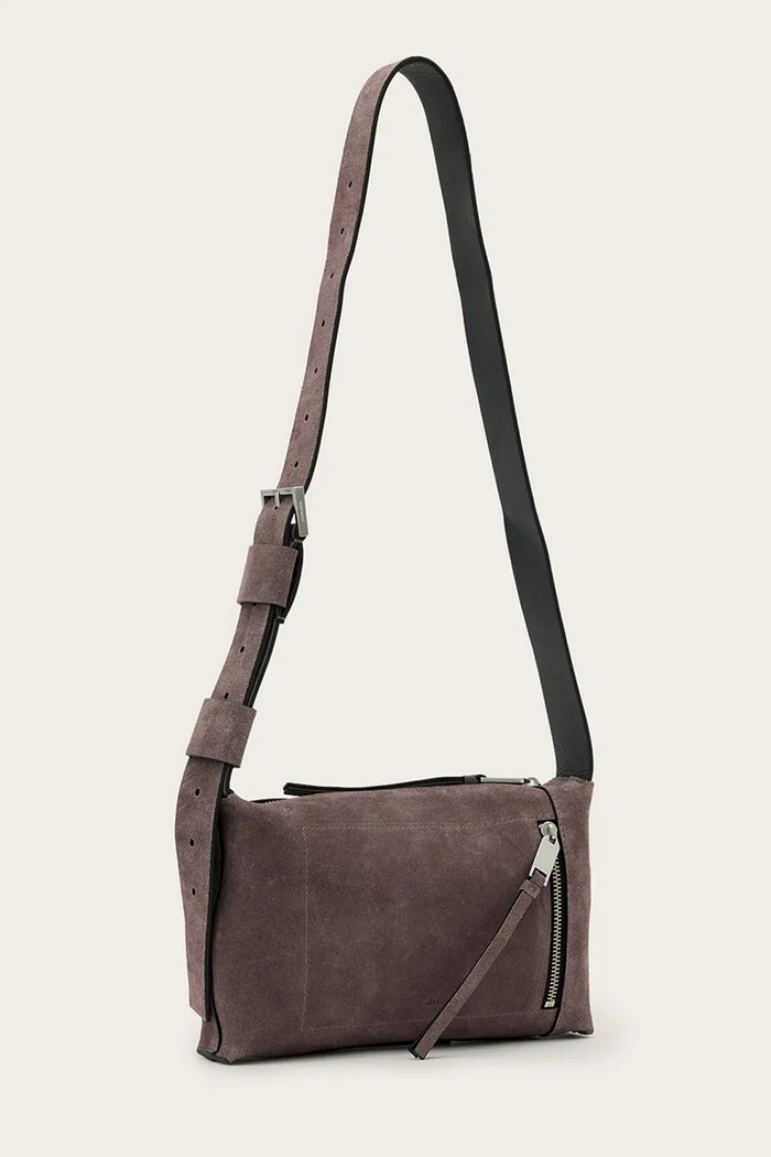 Akcesoria AllSaints Torebka crossbody damska zamszowa EFFIE W268XE brązowy