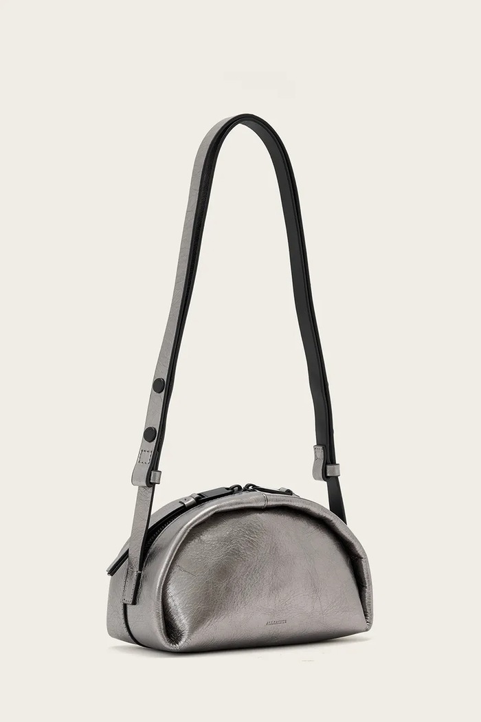 AllSaints Torebka crossbody damska skórzana EFFIE W179XF srebrny AW26