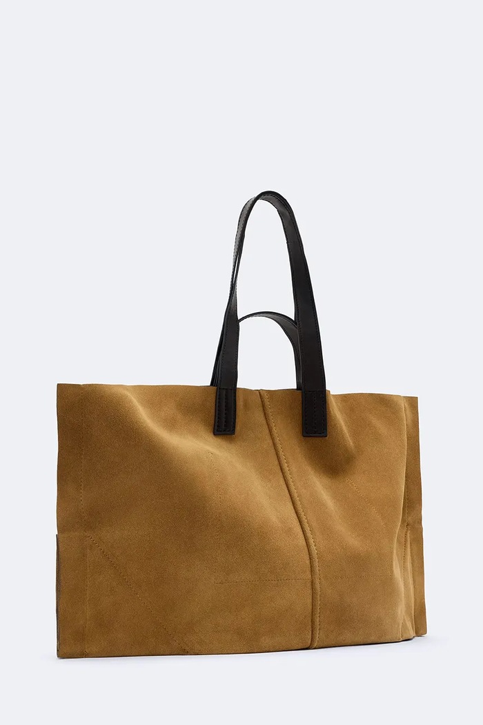 AllSaints Torebka shopper damska zamszowa LUTECE W172XF brązowy AW26