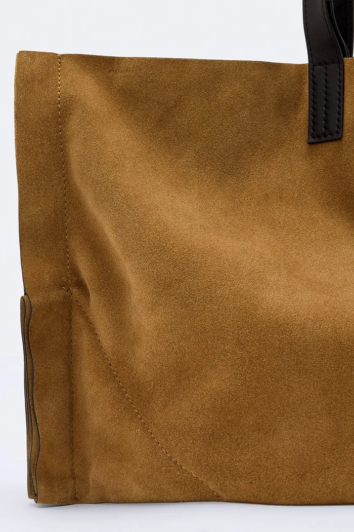 Akcesoria AllSaints Torebka shopper damska zamszowa LUTECE W172XF brązowy
