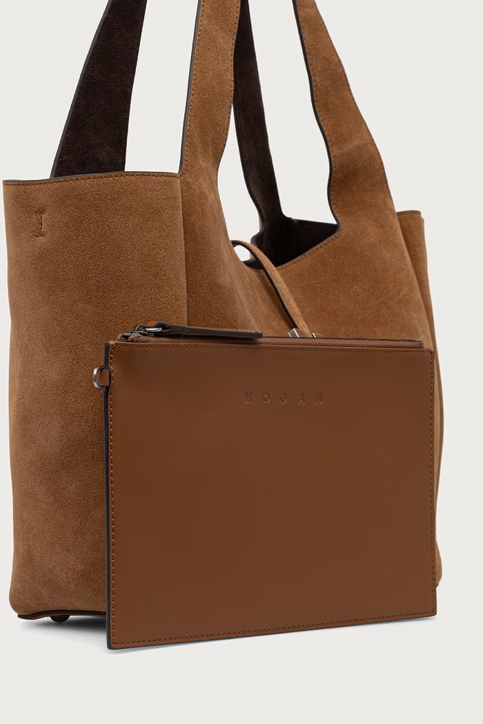 Torebka shopper damska skórzana Hogan KBW01XA1300UGM brązowy