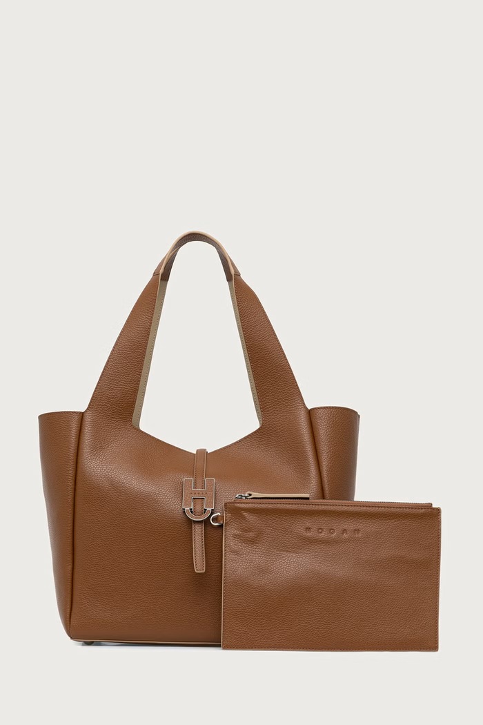 Hogan Torebka shopper damska skórzana brązowy KBW01XA0300QVD