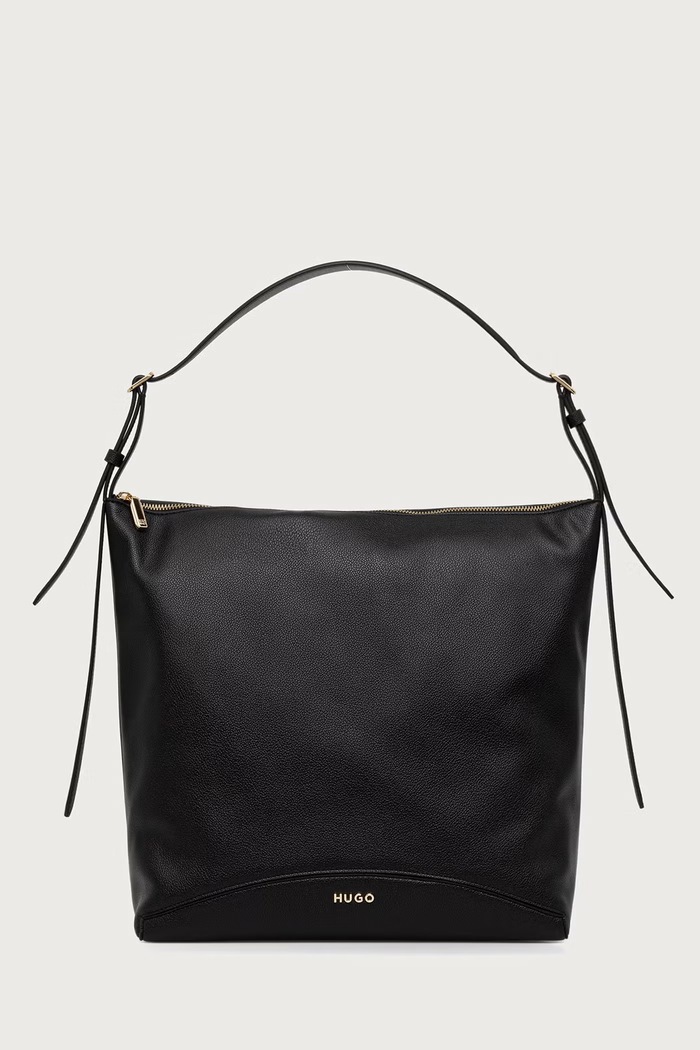 HUGO Torebka shopper damska z imitacji skóry Lucya_Hobo czarny 50573441