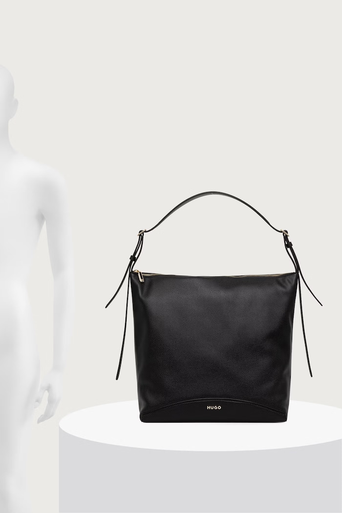 Torebka shopper damska z imitacji skóry Lucya_Hobo HUGO czarny 50573441