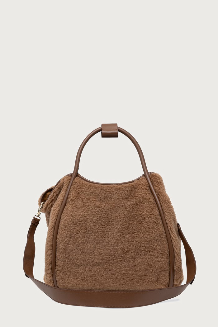 Akcesoria Max Mara Torebka shopper damska skórzana 2624516102600 brązowy