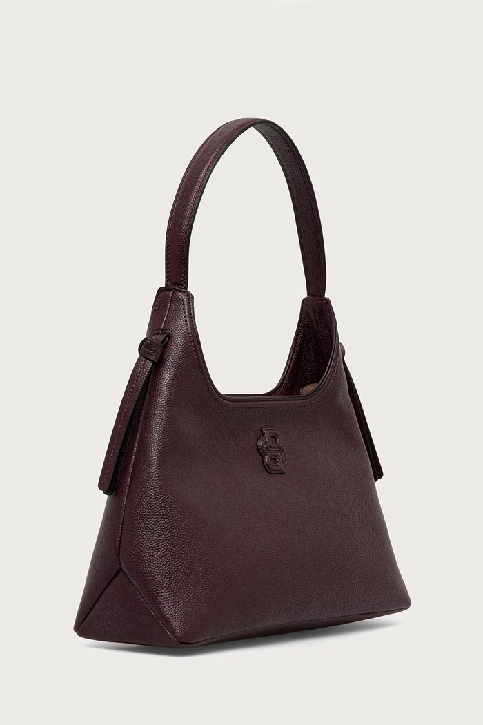 BOSS Torebka hobo damska z imitacji skóry Anett Zip Hobo 50573208 bordowy AW26