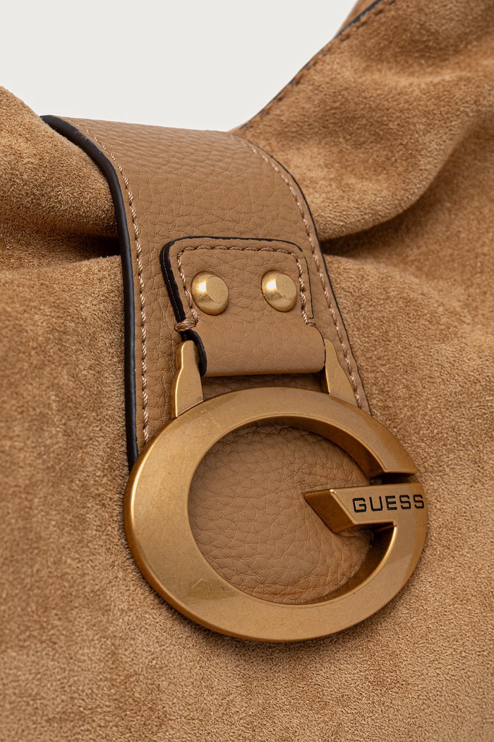 Akcesoria Guess Torebka hobo damska z imitacji zamszu CAMDEN HWSG93.08180 beżowy