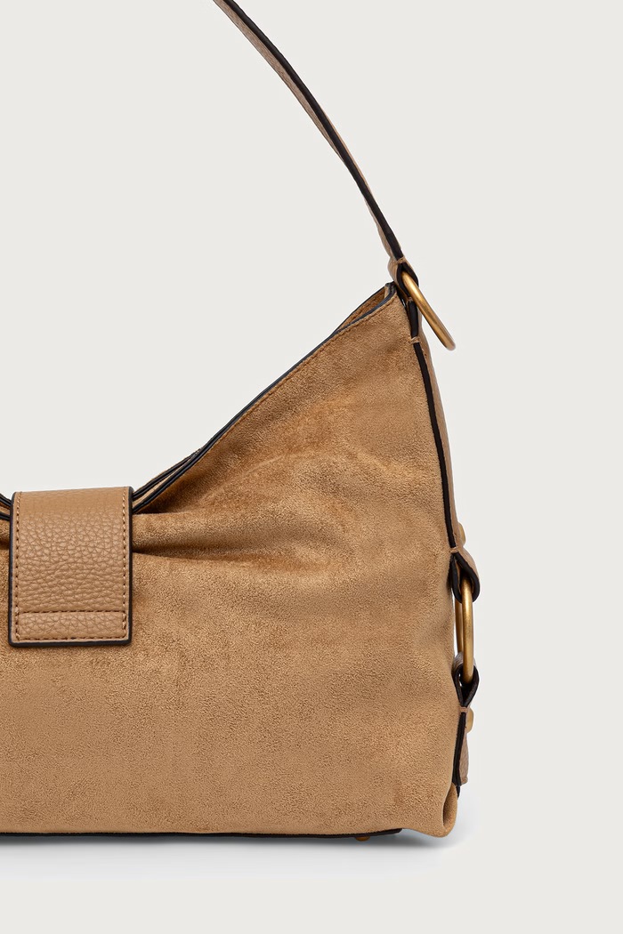 Torebka hobo damska z imitacji zamszu CAMDEN Guess HWSG93.08180 beżowy