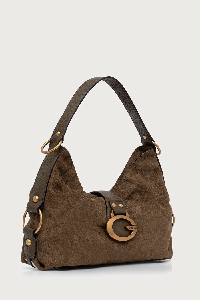 Guess Torebka hobo damska z imitacji zamszu CAMDEN HWSG93.08180 zielony AW26