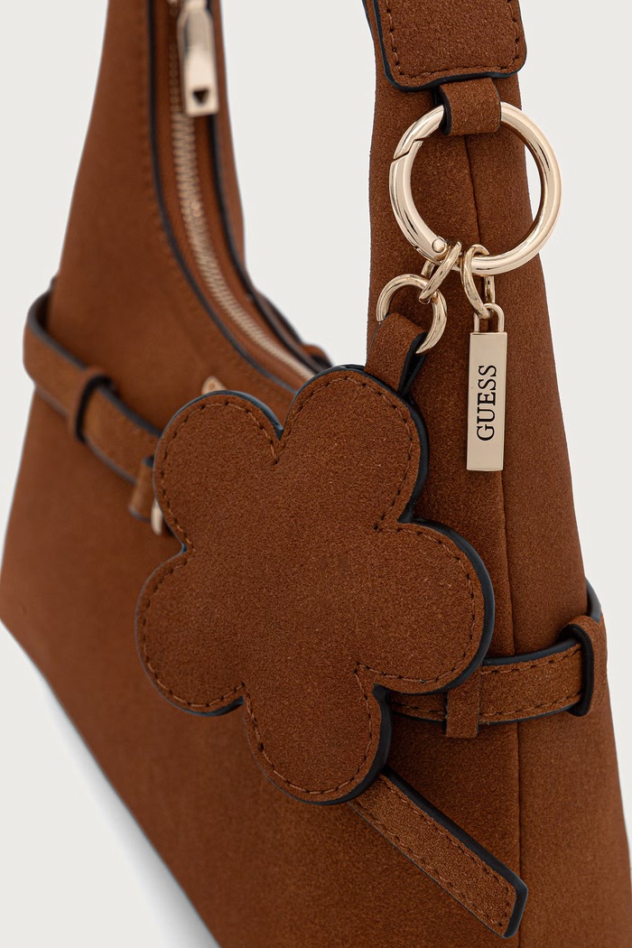 Torebka hobo damska z imitacji zamszu TAYLOR Guess HWSG23.25770 brązowy