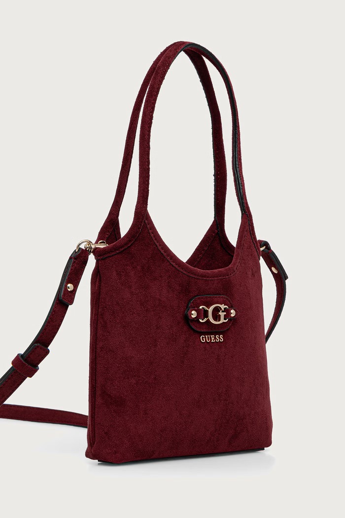 Guess torebka crossbody damska z imitacji zamszu SAMANTHA HWSG23.13750 bordowy AW26