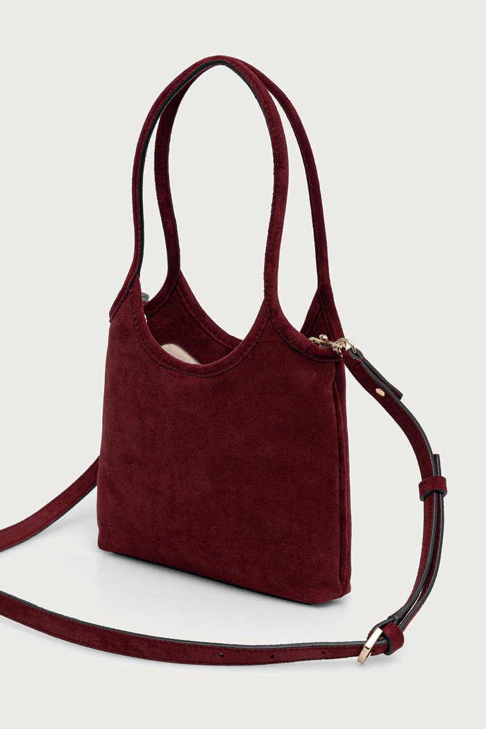 Akcesoria Guess torebka crossbody damska z imitacji zamszu SAMANTHA HWSG23.13750 bordowy