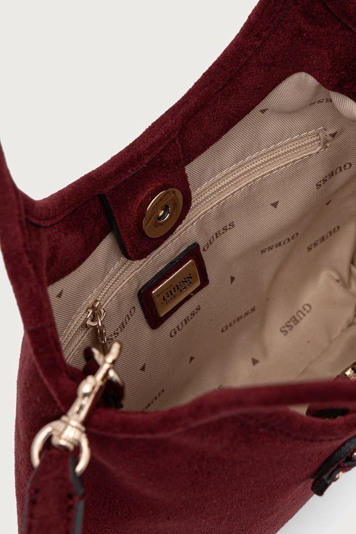 Guess torebka crossbody damska z imitacji zamszu SAMANTHA HWSG23.13750 bordowy