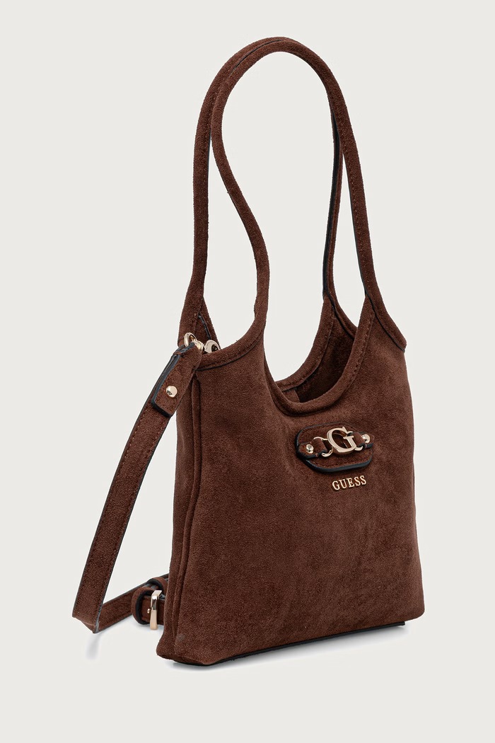 Guess torebka crossbody damska z imitacji zamszu SAMANTHA HWSG23.13750 brązowy AW26