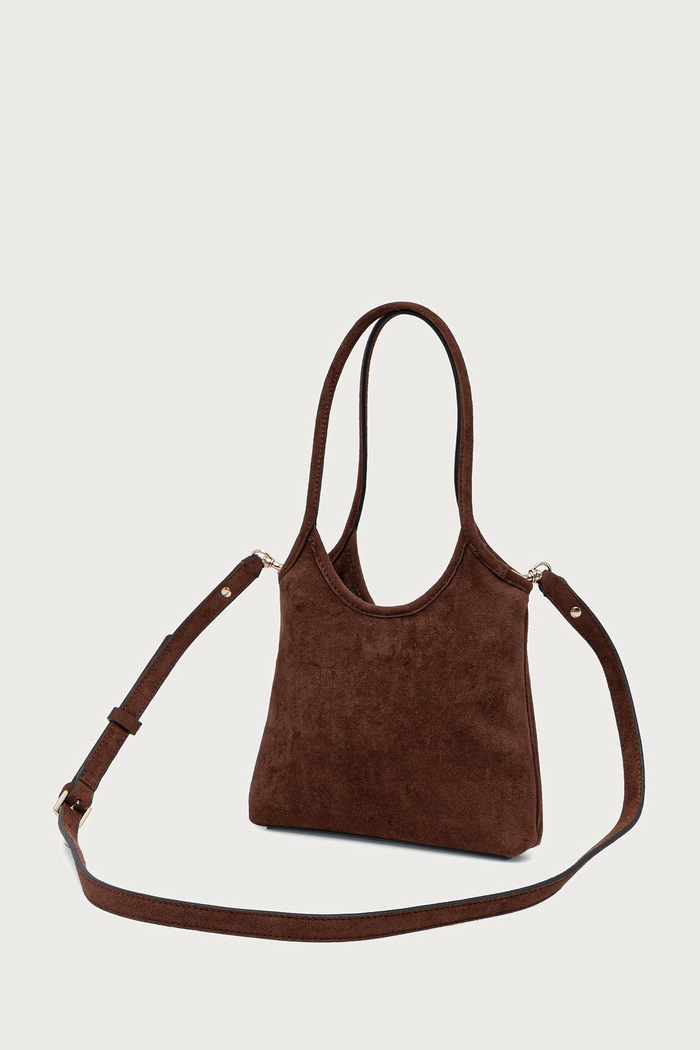 Akcesoria Guess torebka crossbody damska z imitacji zamszu SAMANTHA HWSG23.13750 brązowy