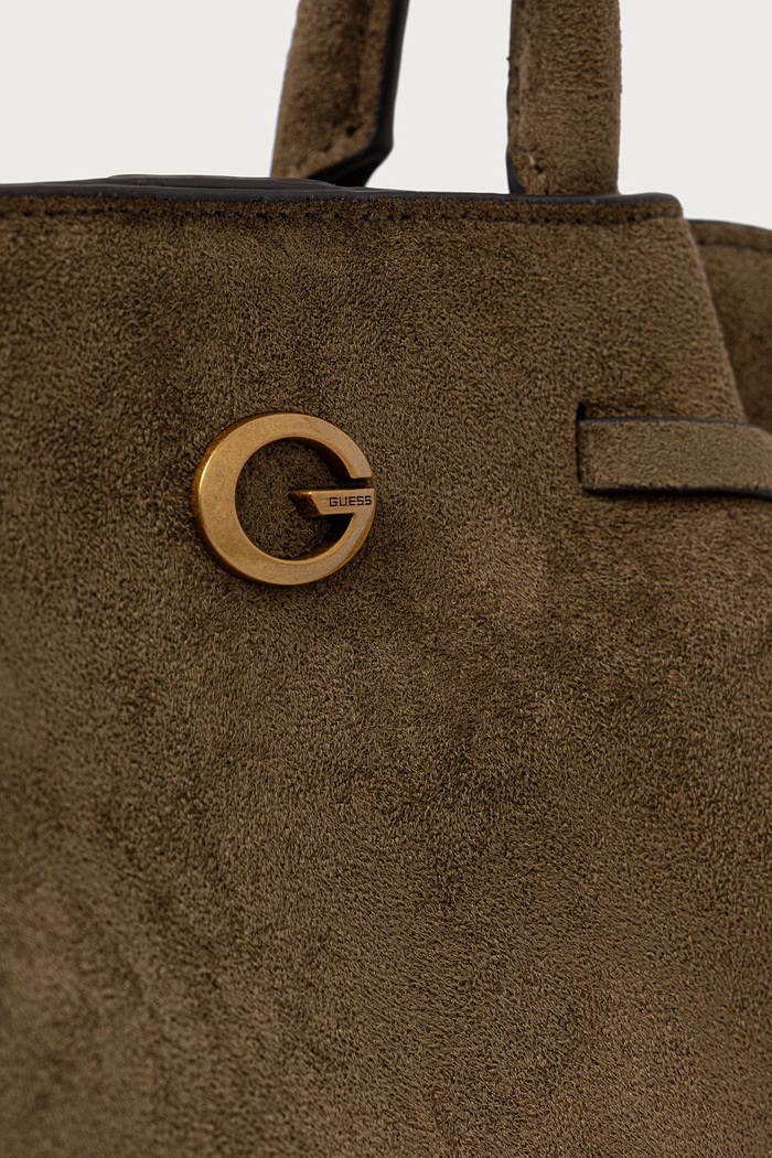 Torebka tote damska z imitacji zamszu ALLEGRA Guess HWSG22.37060 zielony