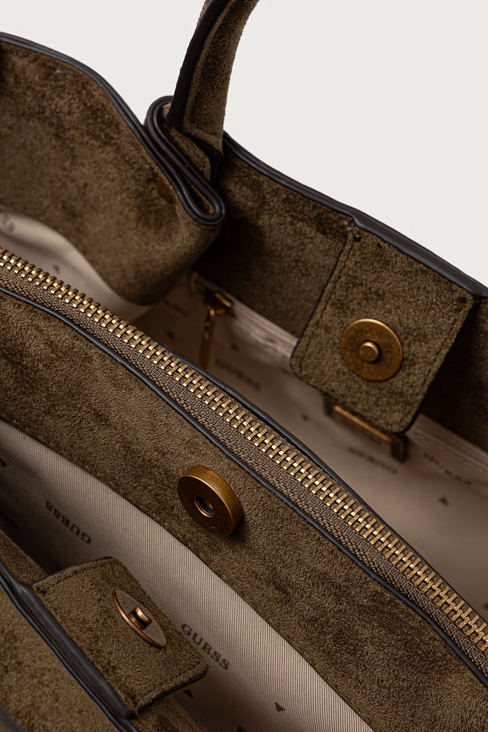 Torebka tote damska z imitacji zamszu ALLEGRA Guess zielony HWSG22.37060