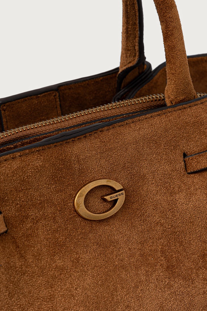 Torebka tote damska z imitacji zamszu ALLEGRA Guess HWSG22.37060 brązowy