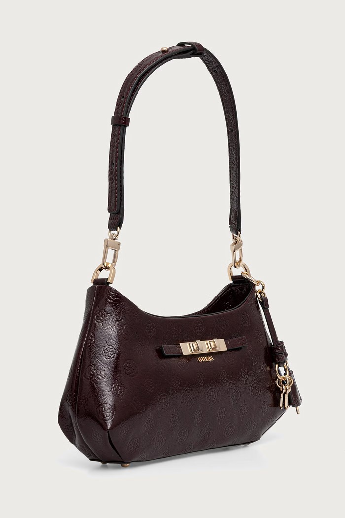 Guess torebka hobo damska z imitacji skóry CARMELLA HWPT22.25180 bordowy AW26