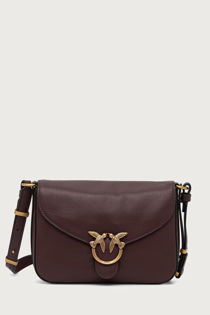 Pinko Torebka crossbody damska skórzana bordowy 107656.A3LW