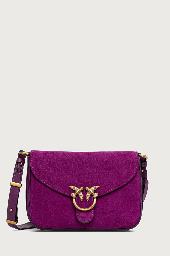 Pinko Torebka crossbody damska zamszowa różowy 107656.A0F6