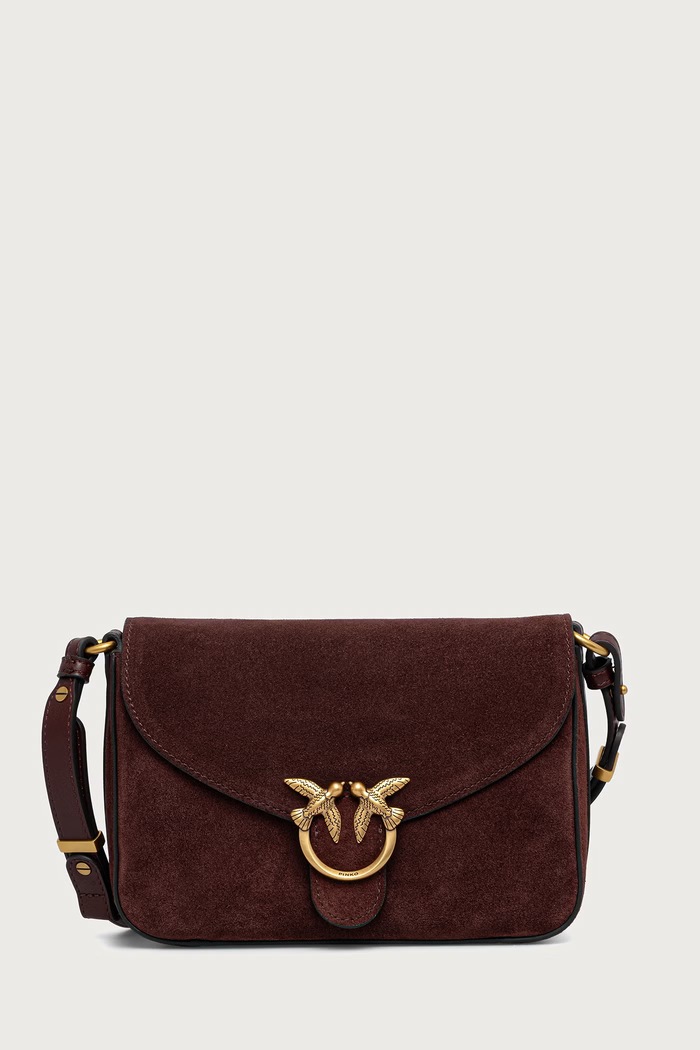 Pinko Torebka crossbody damska zamszowa bordowy 107656.A0F6