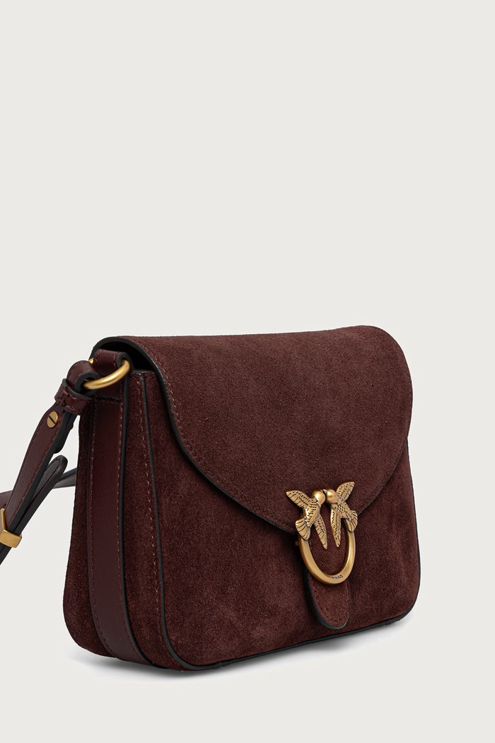 Pinko Torebka crossbody damska zamszowa 107656.A0F6 bordowy AW26