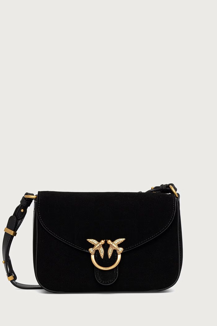 Pinko Torebka crossbody damska zamszowa czarny 107656.A0F6