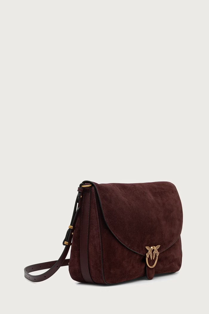 Pinko Torebka crossbody damska zamszowa 107915.A0F6 bordowy AW26