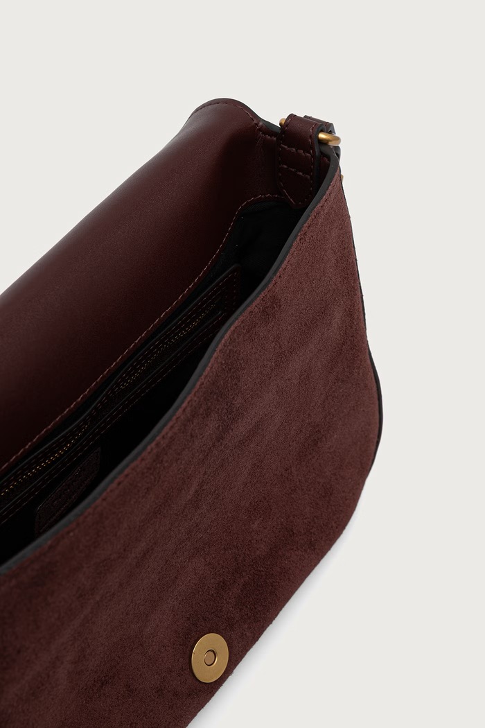 Torebka crossbody damska zamszowa Pinko bordowy 107655.A0F6