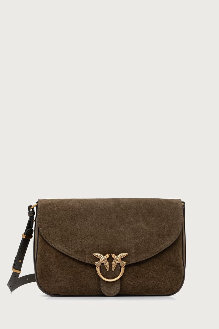 Pinko Torebka crossbody damska zamszowa zielony 107655.A0F6