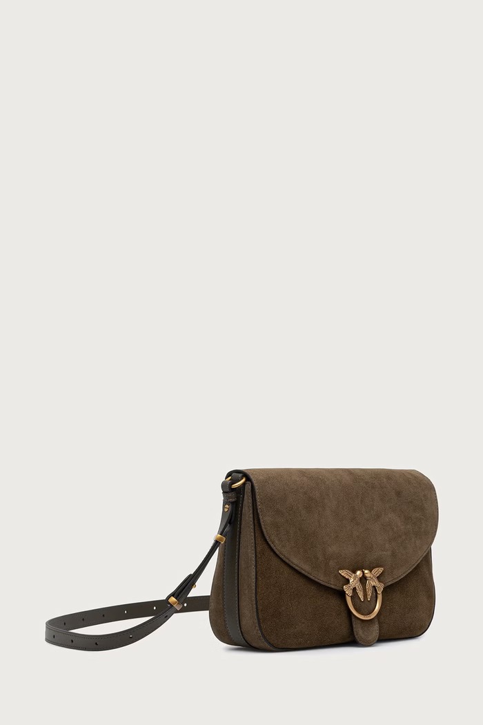 Pinko Torebka crossbody damska zamszowa 107655.A0F6 zielony AW26