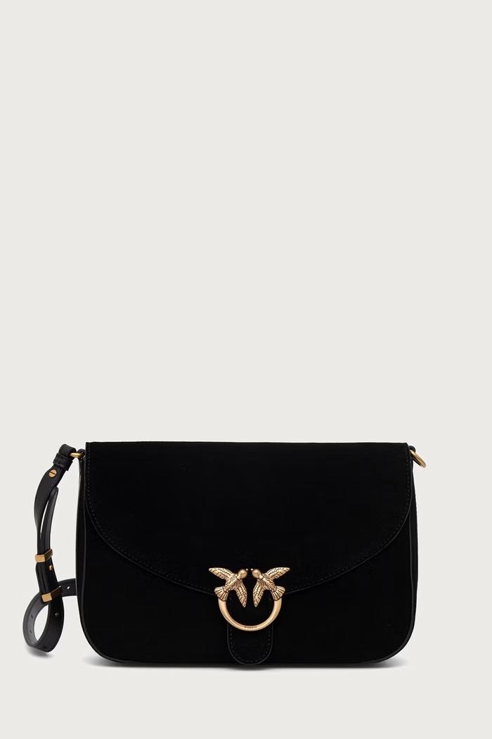 Pinko Torebka crossbody damska zamszowa czarny 107655.A0F6