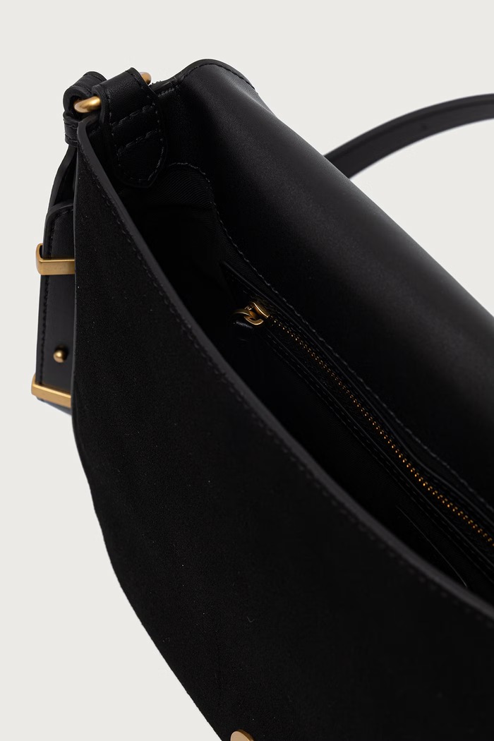 Torebka crossbody damska zamszowa Pinko czarny 107655.A0F6