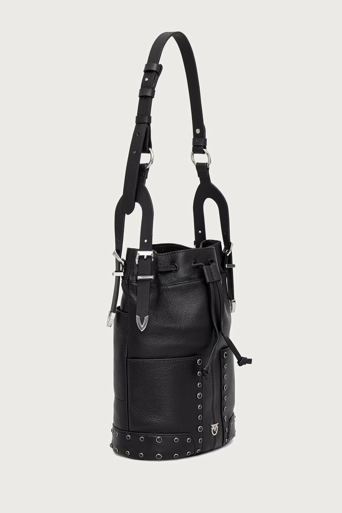Pinko Torebka worek damska skórzana 107652.A3LQ czarny AW26