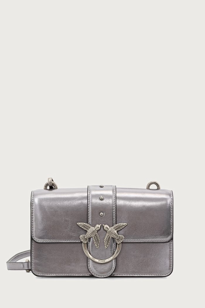 Pinko Torebka crossbody damska skórzana srebrny 105856.A3PX