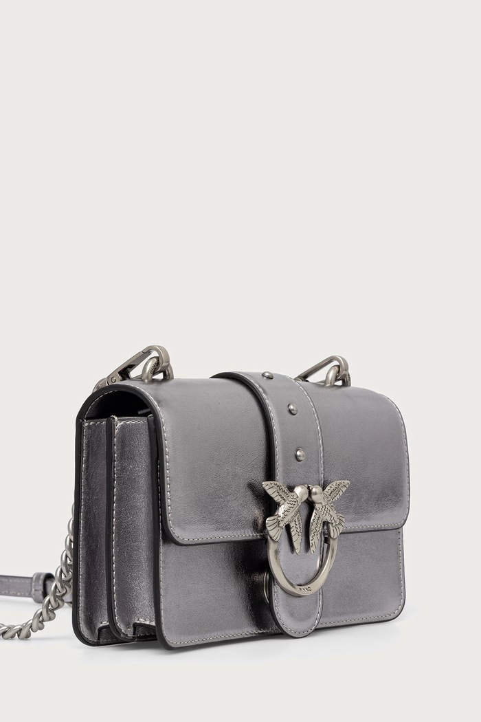 Pinko Torebka crossbody damska skórzana 105856.A3PX srebrny AW26