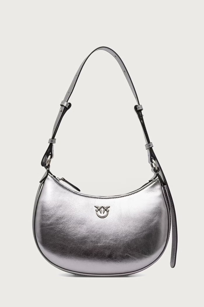Pinko Crossbody torba za žene od kože srebrna 102790.A3PX