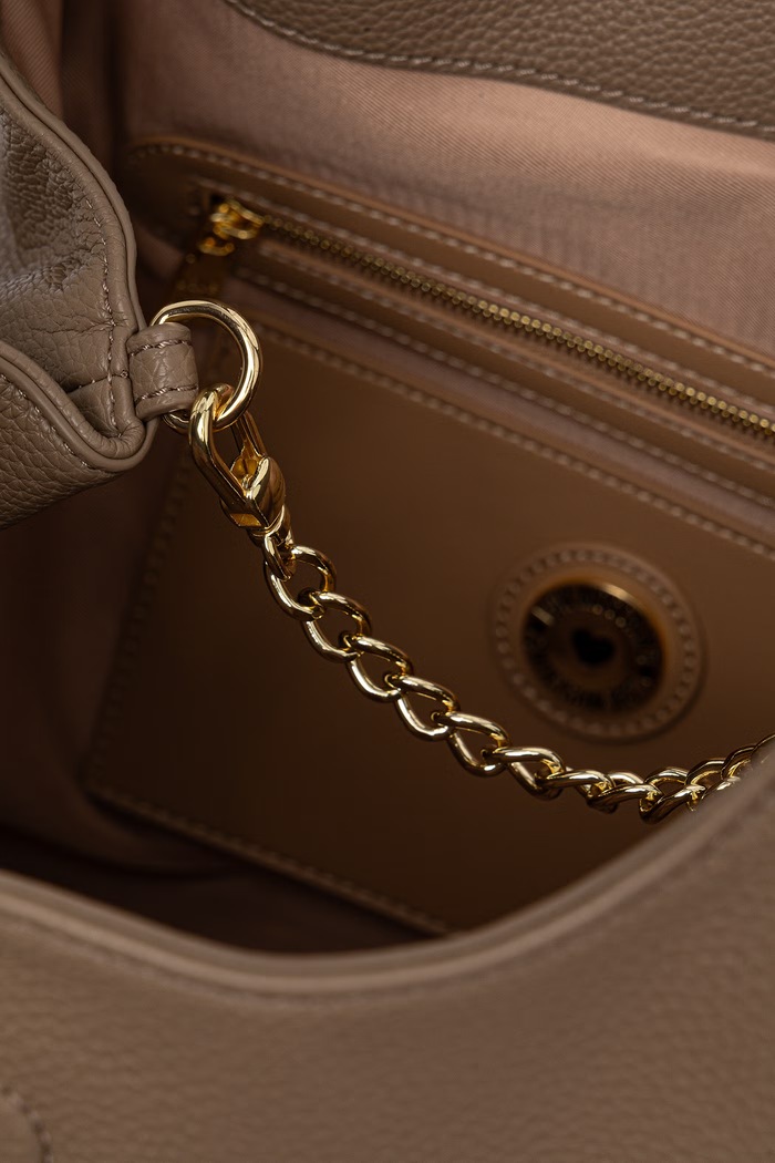 Torebka shopper damska z imitacji skóry Love Moschino beżowy JC4238PP0PKI0105