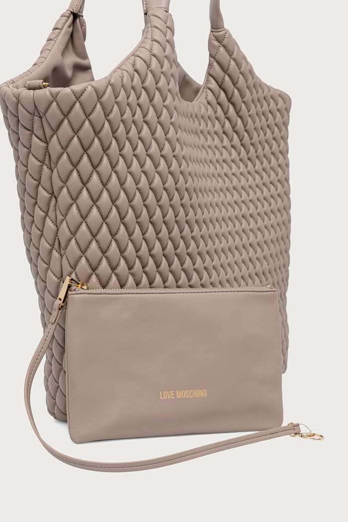 Torebka shopper damska z imitacji skóry Love Moschino JC4292PP0PK1210A beżowy