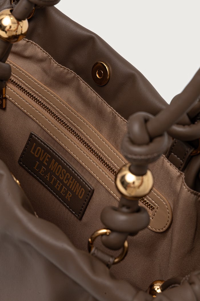 Torebka shopper damska z imitacji skóry Love Moschino brązowy JC4284PP0PK1020A