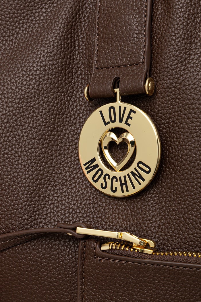 Torebka tote damska z imitacji skóry Love Moschino JC4238PP0PKI0313 brązowy