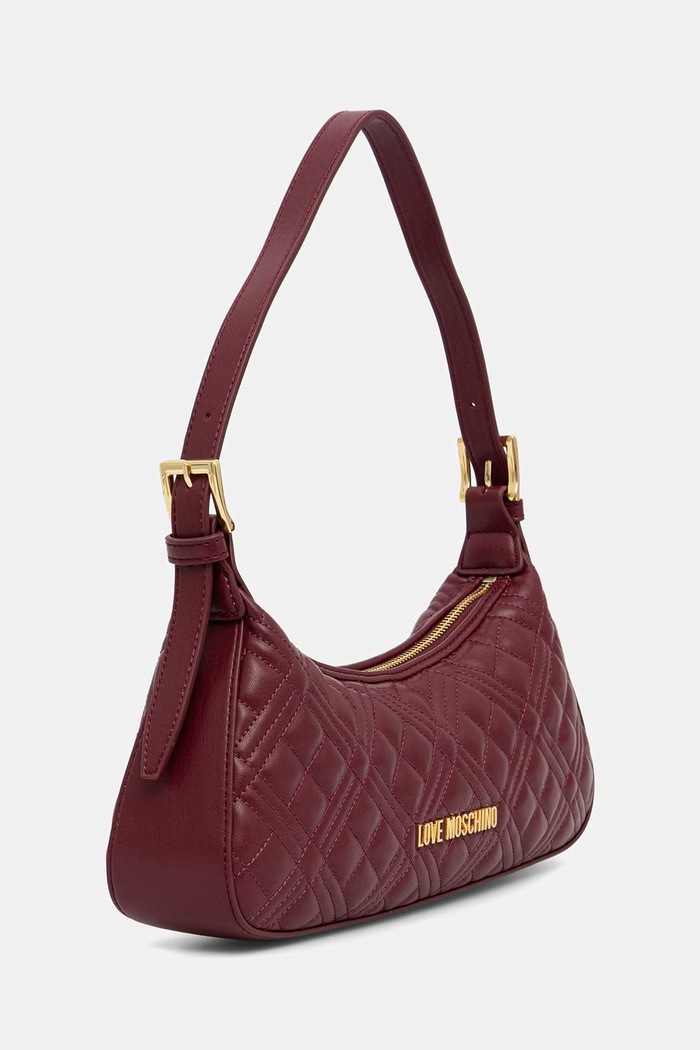 Love Moschino torebka hobo damska z imitacji skóry JC4142PP1PLA0552 bordowy AW26