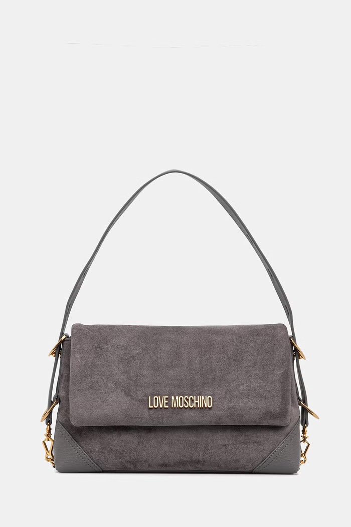 Love Moschino torebka damska z imitacji zamszu szary JC4092PP1PLD101A