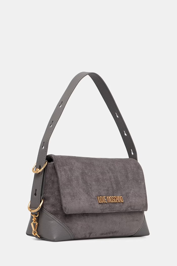 Love Moschino torebka damska z imitacji zamszu JC4092PP1PLD101A szary AW26