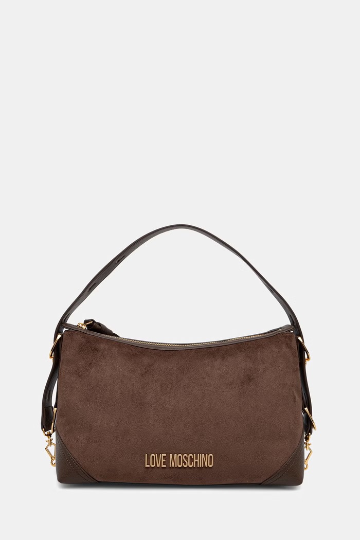 Love Moschino torebka hobo damska z imitacji zamszu brązowy JC4091PP1PLD130A