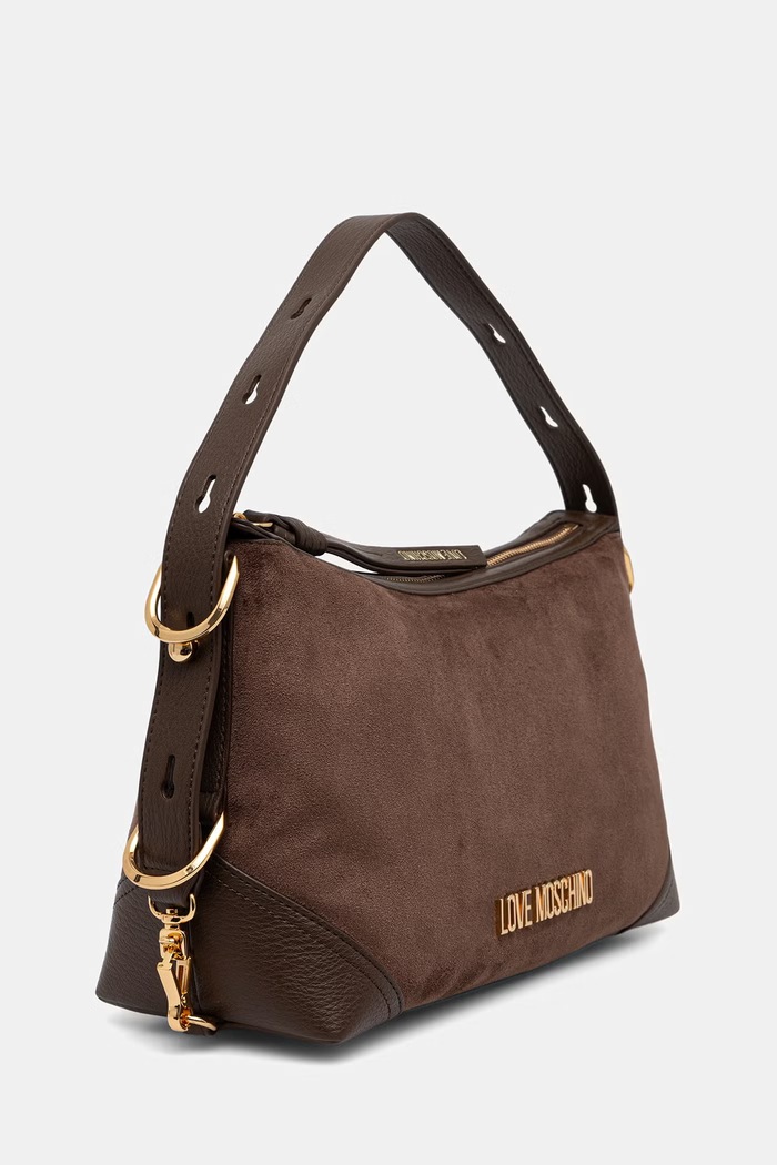 Love Moschino torebka hobo damska z imitacji zamszu JC4091PP1PLD130A brązowy AW26
