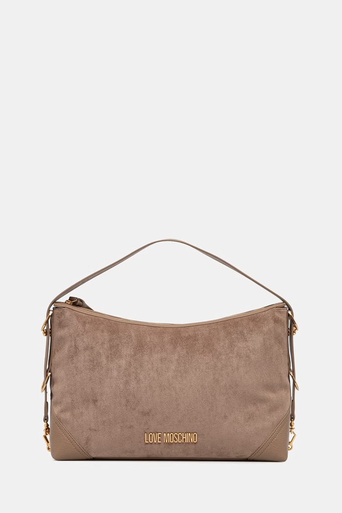 Love Moschino torebka hobo damska z imitacji zamszu beżowy JC4090PP1PLD110A