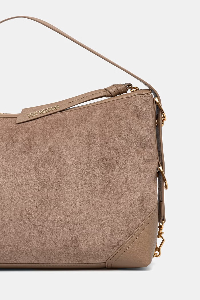 Akcesoria Love Moschino torebka hobo damska z imitacji zamszu JC4090PP1PLD110A beżowy